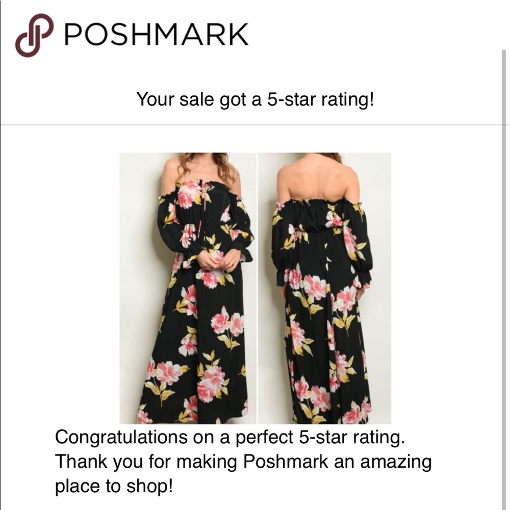 BLACK FLORAL OFF SHOULDER MAXI DRESS - Picture 3 of 8